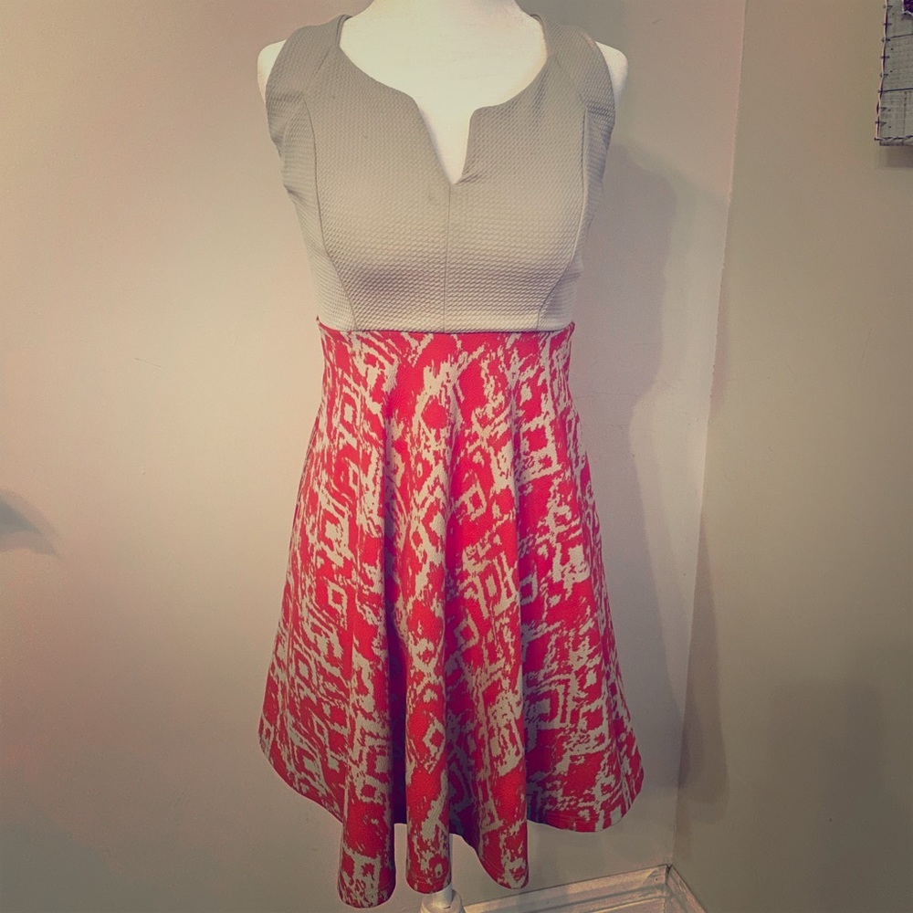 Tan and pink patterned dress